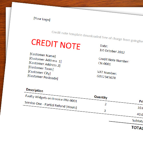 A Free Credit Note Memo Template For Freelancers